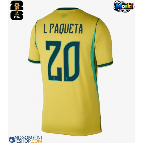Moški Nogometni dresi Brazilija Lucas Paqueta #20 Domači SP 2026 Kratek Rokav